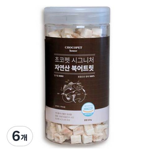 초코펫하우스 반려동물 시그니처 동결건조 간식, 북어, 80g, 6개