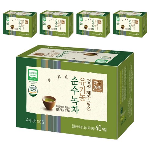 다농원 유기농순수녹차, 1.2g, 40개입, 5개