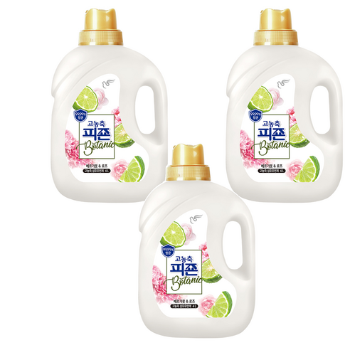 피죤 고농축 항균 보타닉 섬유유연제 베르가못 앤 로즈 본품, 4L, 3개