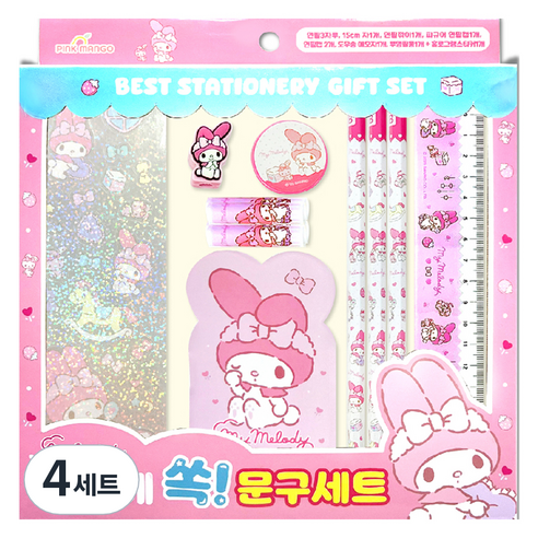 산리오 캐릭터 내맘에 쏙 문구세트, 4세트, 마이멜로디 핑크