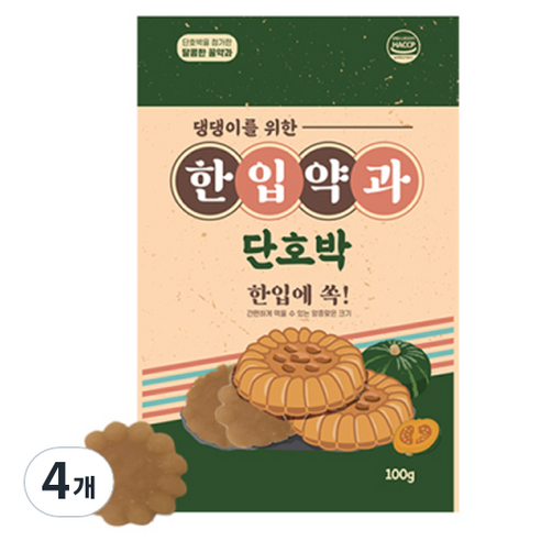 강아지 한입약과 간식, 단호박, 100g, 4개