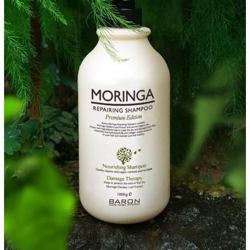 자연의 생명력으로 두피와 모발에 휴식을 선사하는 바론 모링가 리페어링 샴푸