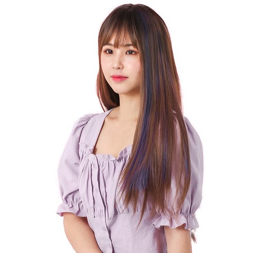 가발위드 투톤 스트레이트 컬러 헤어피스 5p + 트윙클 붙임머리 세트, 블랙다크블루(피스), 랜덤발송(트윙클 붙임머리), 1세트