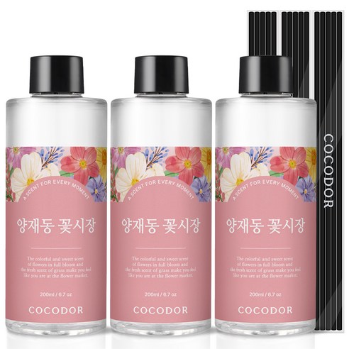 코코도르 리필액 + 리드스틱 5p, 양재동 꽃시장, 200ml, 3개