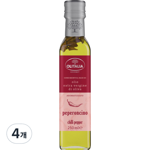 올리타리아 고추 엑스트라버진 올리브유, 250ml, 4개