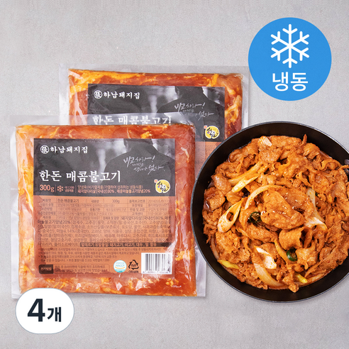 하남돼지집 한돈 매콤 불고기 (냉동), 300g, 4개