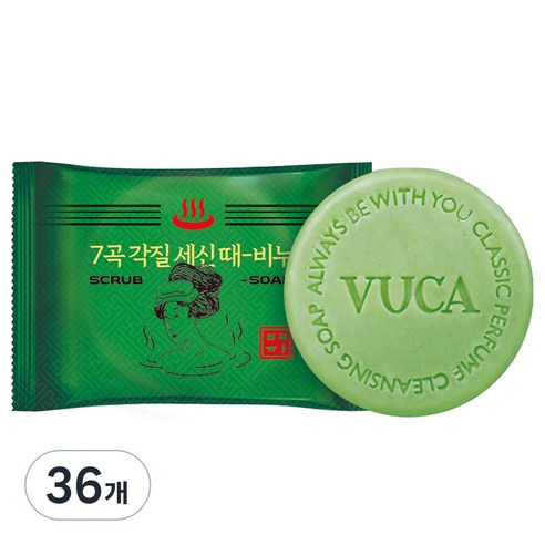 뷰카 7곡 뽀득뽀득 각질 세신 때비누 프레쉬향, 100g, 36개