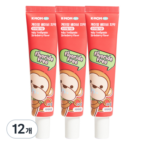 케이맘 베이비 무불소 치약 딸기향, 30g, 12개