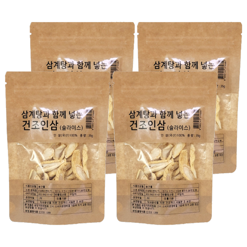 몸애조화 삼계탕과 함께 넣는 건조인삼 슬라이스, 35g, 4개