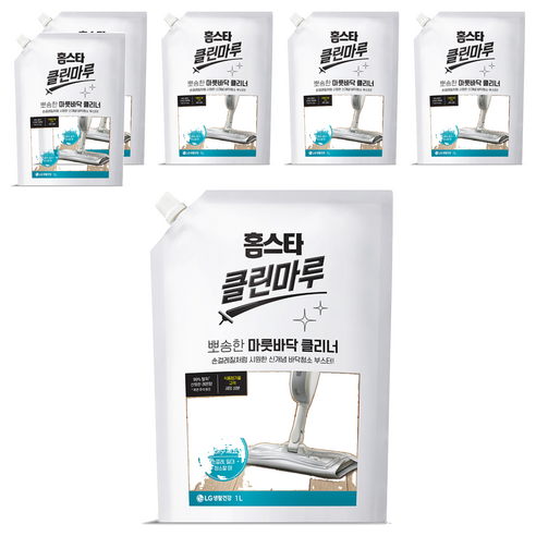홈스타 클린마루 마룻바닥 클리너 화이트 레몬향 리필, 6개, 1L