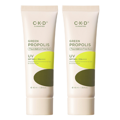 씨케이디 그린프로폴리스 파운데이션 프리 선크림 SPF50+ PA++++, 40ml, 2개