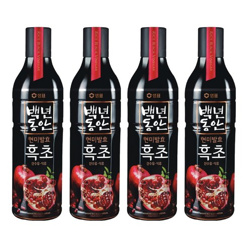 샘표 백년동안 현미발효 흑초 산수유 석류, 900ml, 4개
