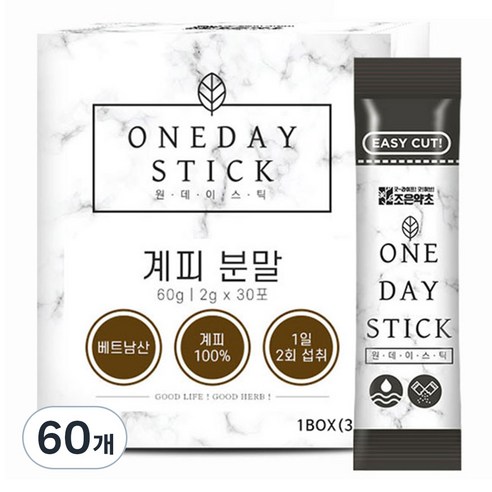 조은약초 원데이스틱 계피 분말 가루 스틱, 60개, 2g