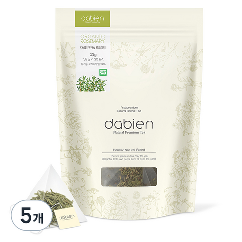 다비앙 유기농 로즈마리차 생분해티백, 1.5g, 20개입, 5개