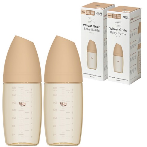 티지엠 유아용 PPSU 밀알 젖병, 탠브라운, 280ml, 2개