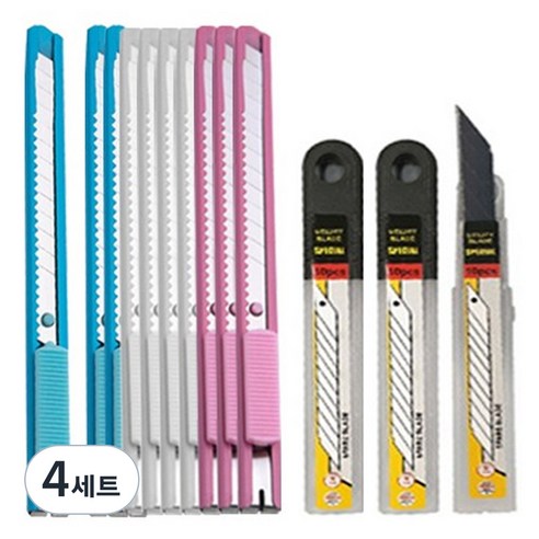 다다 SK5 블랙 고강도 커터 스팉 커터 10p + SK5 칼날 30p, 랜덤발송, 4세트