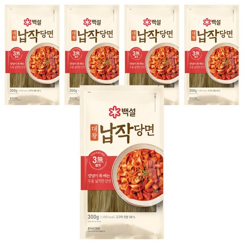 백설 대왕 납작당면, 300g, 5개