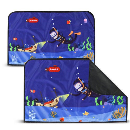 어반카 차량용 자석 햇빛가리개 큐브형, 해저탐험, 2개