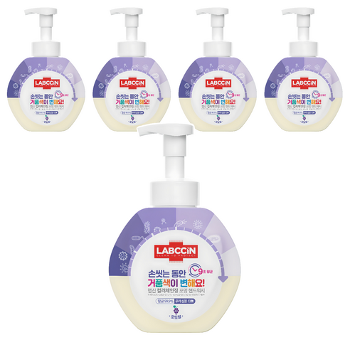 랩신 컬러체인징 포밍 핸드워시 포도향, 500ml, 5개