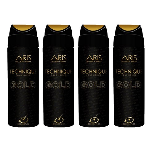 아리스 데오 바디 스프레이 테크닉 골드, 4개, 200ml