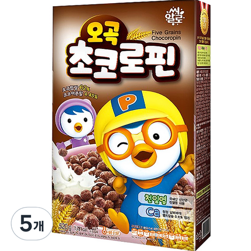 씨알로 뽀로로 오곡 초코로핀 시리얼, 520g, 5개