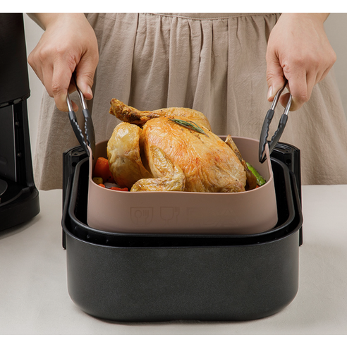 에프팟 특대형 네모 사각형 실리콘 용기: 에어프라이어 요리의 새로운 차원