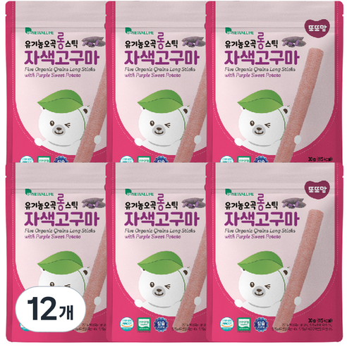 또또맘 유기농 오곡 롱스틱 30g, 12개, 자색고구마