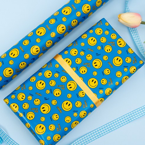 좋은기븐 해피스마일 메탈롤 포장지, 블루, 1개