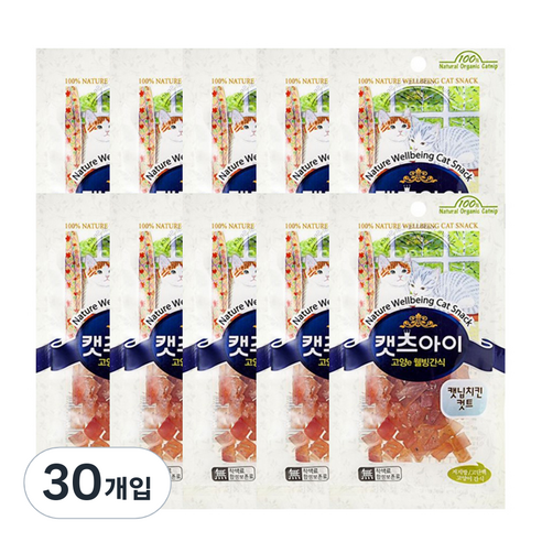 캣츠아이 고양이 건조간식, 캣닙치킨컷트, 27g, 30개