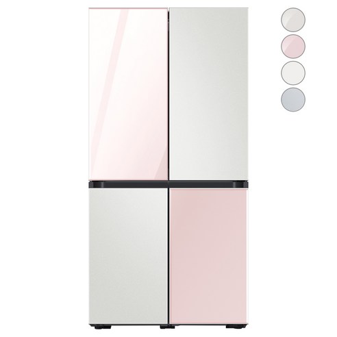 [색상선택형] 삼성전자 비스포크 프리스탠딩 냉장고 방문설치, RF85A9241AP, 코타 화이트 + 글램 핑크