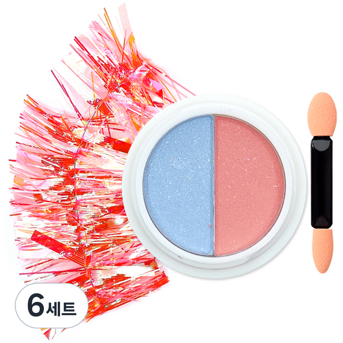 로나우디 고급 유리 얼음 네일 세트 B 미러 파우더 + 유리 필름 M10212, 6세트, 피치 앤 블루(파우더), 오렌지(유리필름)