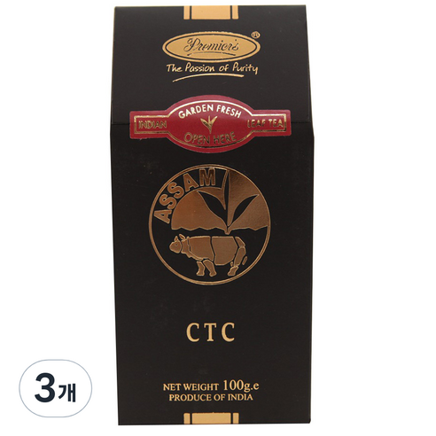 프리미어스 아쌈 씨티씨 홍차, 100g, 3개, 3개