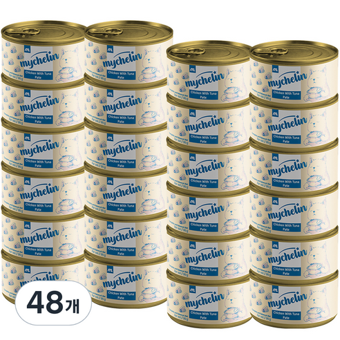 마이베프 전연령용 마이슐랭 고양이 참치 파테 습식캔, 닭+참치, 80g, 48개