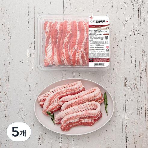 도드람한돈 1등급 칼집 삼겹살 구이용 (냉장), 1kg, 5개