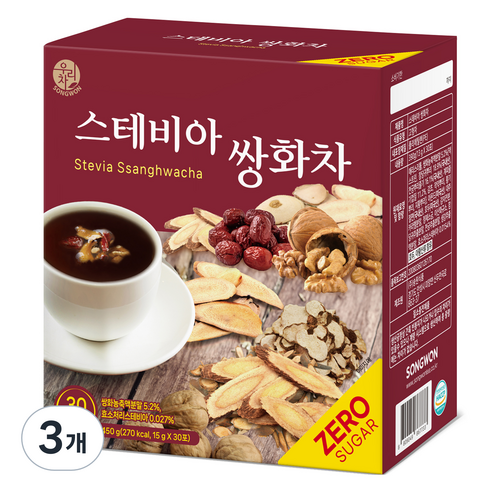 우리차 송원식품 스테비아 쌍화차, 15g, 30개입, 3개