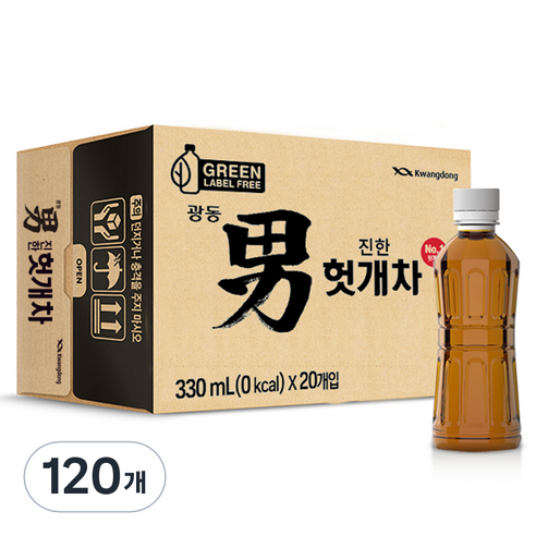 광동진한헛개차 그린 무라벨, 330ml, 120개