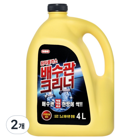 신희 환타플러스 배수관크리너 배수구 세면대막힘 용해제, 4L, 2개