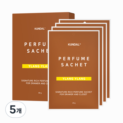 쿤달 시그니처 리치 퍼퓸 옷장방향제 일랑일랑 본품 4p, 80g, 5개