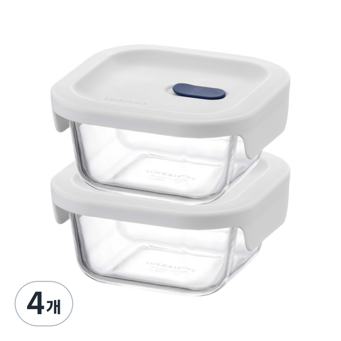 락앤락 탑클라스 실리콘 뚜껑 정사각 밀폐용기 300ml, 4개