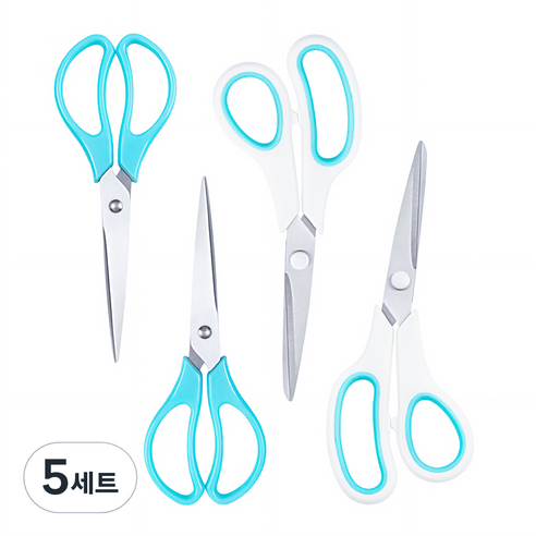 탐사 사무용 가위 2종 x 2p 세트, 화이트,블루, 5세트