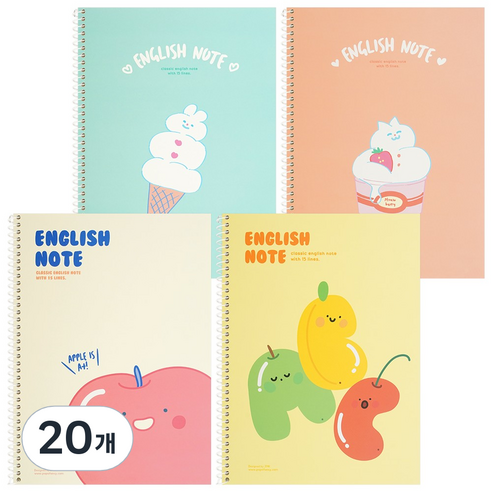 포포팬시 맬렁이 영어노트, 혼합색상, 20개