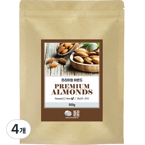 프리미엄 생아몬드, 500g, 4개