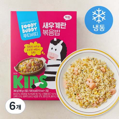 푸디버디 새우계란 볶음밥 2개입 (냉동), 360g, 6개