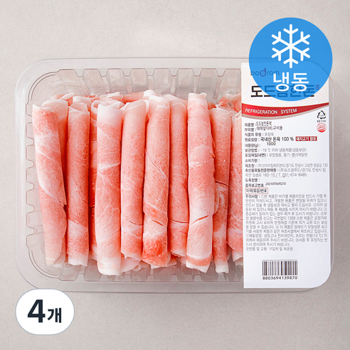 도드람한돈 대패 앞다리 구이용 (냉동), 1kg, 4개