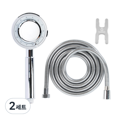 홈다움 3기능 마사지 샤워기 헤드 + 2m샤워호스, 2세트