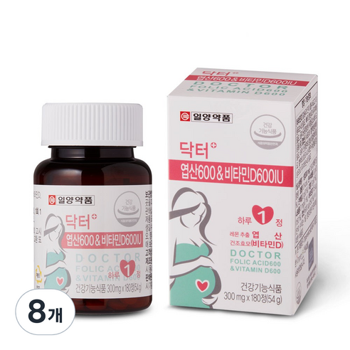 일양약품 닥터플러스 엽산 600 앤 비타민D600, 8개, 54g