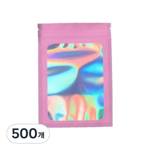 올하이 컬러풀 오로라 다용도 OPP 소품 포카 포장 지퍼백 슬리브 포장봉투 7.5 x 10 cm, 500개, 핑크