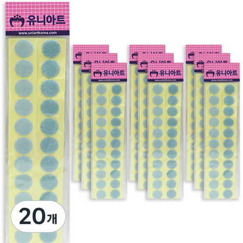 유니아트 원형찍찍이 20mm 하늘, 20개