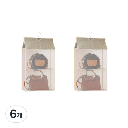 마켓피오 메쉬 가방 보관함 2단, 베이지, 6개