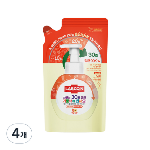 랩신 컬러체인징 핸드워시 복숭아향, 4개, 450ml
